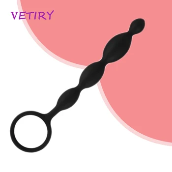 VETIRY Super Longo Plug Anal em Silicone Bead Anal Brinquedos Sexuais para as Mulheres os Homens de Próstata Massagem, G-spot Massagem Estimulação Sexual Produtos