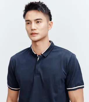 W3410-Nova camiseta gola redonda remendo de pano de emenda masculina de manga curta.J8513
