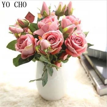 YO CHO Seda Fak Plantas para a casa de festa de Natal Orquídea Simulação Rosa Flores Artificiais Rosa de Decoração de Casamento flanela